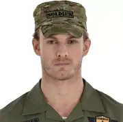 Soldier Hat Camo Army Military Fancy Dress Up Halloween Adult Costume Accessory