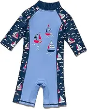 [ADAVERANO] Baby Boy Sunsuits UPF 50+ One Piece 3/4 Sleeves Swimsuits Zipper with Sun Hat