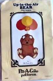 UP IN THE AIR BEAR WALLHANGING PAT-A-CAKE PATTERN TO MAKE & STUFF NEW VINTAGE