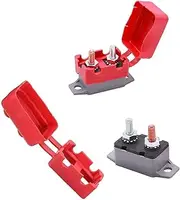 2 Pack Direct Current DC 12V - 24V Automatic Reset Circuit Breaker, Current Overload Protector, with Cover Stud Bolt for Automotive RV (Red 30A)