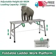 Foldable Ladder Work Platform Portable 200Kg Bearing Bench 60-90CM Adjustable