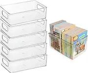 5-Pack Clear Plastic Storage Bins with Handles - Kitchen & Fridge Organizers for Food, Pantry, Cabinet, Bathroom (Under Sink) - Space-Saving Stackable Containers Set