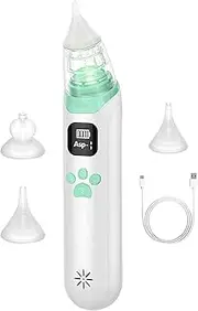 Electric Nasal Aspirator For Toddler, Electric Kids Snot Sucker With 3 Silicone Nozzles, Negative Pressure Anti-Backflow Soothing Music Nose Snot Cleaner