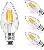 BRIMAX E27 LED Bulbs, Dimmable, AC220-240V, 8W, 75W Equivalent Warm White 2700K, Flame Wrinkle Glass Cover, F15 LED Porch Light Bulb, LED Candle Bulb for Ceiling Fan, Chandelier, Lantern Lamp, 4pack