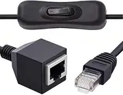 NFHK Cable RJ45 CAT6 8P8C STP UTP Male to Female Extension Cable with 304 Singal Switch On/Off LAN Ethernet Network Patch Cord (60cm)