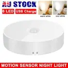 6 LED Motion Sensor Light USB Wireless PIR Wall Mount Cabinet Stair Night Lamp