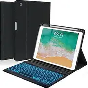 BLUTLOTUS Keyboard case for iPad 5th/6th Generation 2017/2018, 9.7 Inch iPad Air 2 Case, Removable Wireless Backlit Detachable Keyboard, Folio Smart Cover(Black)