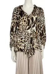 Brown Silk Animal Print Blouse