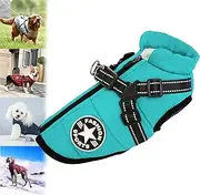 Pawbibi Sport - Waterproof Winter Jacket with Built-in Harness,Pawbibi Dog Jacket Coat with Harness,Dog Winter Jacket with Zipper,Dog Jackets for Small Medium Dogs (4XL,Blue)