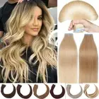 Russian Tape In THICK Remy Human Hair Extensions Skin Weft Glue Blonde Straight