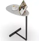 Oval C Shaped Side Table for Small Space, Modern Couch End Table with Metal.. AU