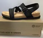 Clarks Collection Black Brian Step Leather Adjustable Comfort Sandal 9 1/2 M