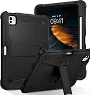 GaoBao for iPad Pro 13 Inch Case M4(2024), iPad Pro 13 Case for Kids, Full Body Protective Shockproof Tablet Cases Covers with Adjustable Kickstand & Pencil Holder for iPad Pro 13 Inch, Black