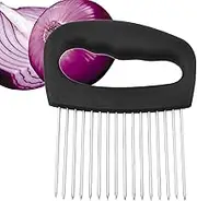 Onion Slicer Holder | Onion Chopper Slicer Veggie Cutter | Manual Meat Tenderizer Stainless Steel Kitchen Gadgets for Cutting Slicing Lemon Fruit Vegetable Tomato Eggs