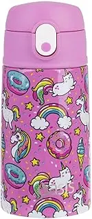 [Oasis] Stainless Steel Double Wall Insulated Kid's Drink Bottle W/Sipper Straw 400Ml - Unicorns