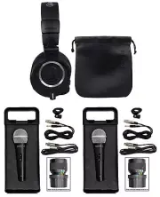 Audio Technica ATH-M50X Over Ear Studio Monitor Headphones W/ Case+2 Microphones