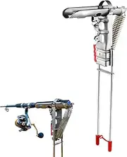 MWZBTG Fishing Rod Holder for Shore Fishing, Automatic Hook Remover for Ground Mounting, Spring-Loaded Release with Adjustable Support Brackets and Robust Construction for Outdoor Activities