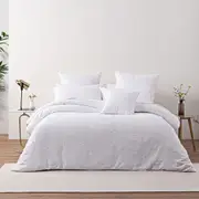Bianca Cosmo White Soft Chenille Geometric Quilt Cover Set (Double, Queen, King, Super King) or Accessories