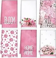Bencailor 6 Pack Flower Kitchen Dish Towels Sets Absorbent Decorative Sunflower Hummingbird Southwest Aztec Bathroom Tea Hand Towel for Home Supplies 16" x 24"(Assorted Colors,Groovy Style)