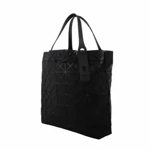 【ISSEY MIYAKE 三宅一生】BAOBAO 側凹折尼龍幾何方格8x9手提包(霧面黑)