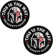 2 Pieces This is The Way Mandalorian Half Helmet Tactical Star War Bounty Hunter Patch Funny Morale Military Emblem Embroidery Hook and Loop Patch for Jacket Backpacks Clothes Vest Uniforms