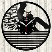 Book Lover Vinyl Record Wall Clock Decor Handmade 6117