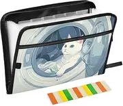 Customizable Document Folder 13 Pockets A4 Letter Size with Zipper Closure for Office Supply A White Cat with The Washing Machine expando