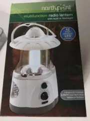 Northpoint 12-LED White Battery Operated Multifunction Built in Radio Lantern
