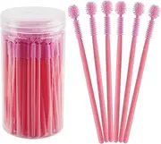 100Pcs Silicone Eyelash Brushes, Disposable Mascara Wands with Case Ball- Shape Eyelash Spoolies, Eyebrow Brushes Makeup Tool Kit Set(Mix Pink/Green)