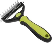 Pet Grooming Brush - Double Sided Shedding, Dematting Undercoat Rake for Dogs and Cats - Extra Wide Dog Grooming Brush (Light Green, Large)