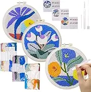 Punch Needle Kit for Beginners, Stitching Needle Punch Embroidery Kit, Adjustable, Floral Pattern, Craft Accessories for Hobby, Home, Wedding