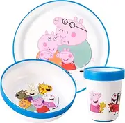Peppa Pig 3pcs Bicolor Premium Kids Dinner Tableware Set Plate, Bowl & Tumbler, BPA Free