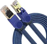DanYee CAT8 Ethernet Cable 10m Network Cables Braided 40Gbps 2000Mhz SFTP Wires CAT 7 RJ45 Ethernet Cable Compatible with Gaming PS5 Xbox PC Modem Router (Blue-10M)