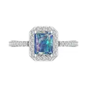 2.07 ct Emerald Cut Moissanite Gemstone Solitaire Ring With Accents White Gold