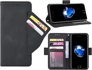 GoshukunTech Phone Cover for iPhone 7/8,for iPhone SE 2020/ SE 5G 3rd Gen Wallet Case[5 Card Slots Leather Wallet] Soft TPU Inner Case Flip Cover Stand Feature-Black