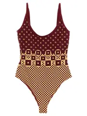 [Fendi] Fendi-Micro Patchwork One-Piece Swimsuit Beachwear Rosso-Donna 42IT
