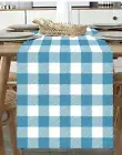 Table Runner Country Blue Check Linen Fall Thanksgiving Scarf Kitchen NEW