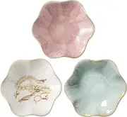 [GBKDQQ] Ceramic Jewellery Bowl, 3 Styles, Jewellery Tray, Small, 10 cm, Ring Bowl, Jewellery Plate Decoration for Home Decor, Jewellery Storage (Pink, White, Green)