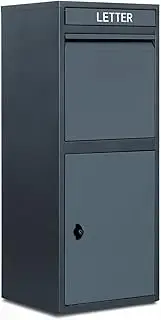 New Improved Glasshaus Steel Post Parcel Box Package Delivery Mail Box Locking Safe Drop Letterbox Storage (Solid Black)