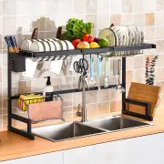 HONEIER 85CM 2-Tier Dish Drying Rack Kitchen Organizer Storage Rack Space Saving Over The Sink For Kitchen Counter
