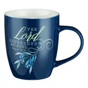 Navy Blue Floral Ceramic Scripture Coffee & Tea Mug for Women: The Lord