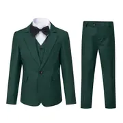 Sliktaa Boys 3Pce Formal Suit Slim Fit Blazer and Vest and Pants Green 150CM