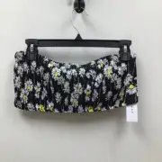 Topshop Womens Bandeau Top Black White Floral Strapless Smocked Self Tie 6 New