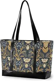 William Morris Deer Floral Dark Blue professional briefcase bags with zipper for flight with lunch bolsos para mujeres, William Morris Deer Floral Dark Blue, 1 size