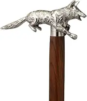 Antique Fox Brass Handle Walking Stick Victorian Wooden Walking Stick Cane 3 Fold Adult Walking Stick Christmas