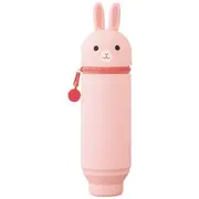 Lihit Lab Cute Animal Pencil Case with Stand Pink Rabbit