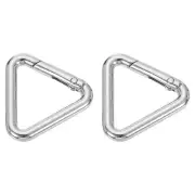 2Pcs Metal Triangle Ring Buckle, 1" Spring Snap Clip Hook Jump Rings, Silver