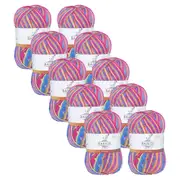 10x Malli Blend Basic Multi Colour 100g Acrylic/Polyester Yarn Tutti Frutti