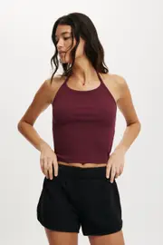 [Cotton On Women] Cotton On Women - Goldie Rib Halter - Sour cherry S SOUR CHERRY