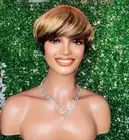 Brazilian Human Hair Wigs Ombre 1B/4/27 Color Short Pixie Cut Human Hair Wigs